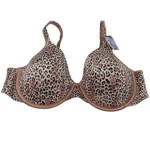 VINTAGE LEOPARD PRINT PUSH UP UNDER WIRE BRA SIZE 42B....(ai77)